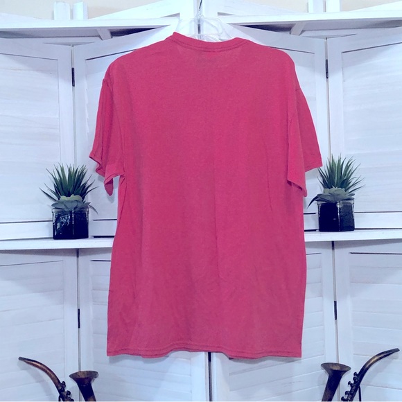 Funny man’s shirt red cotton short sleeves T-shirt sz L - Picture 2 of 3